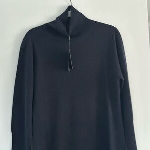 NAADAM Blue Ribbed Long Sleeve Mock Neck Sweater Dress